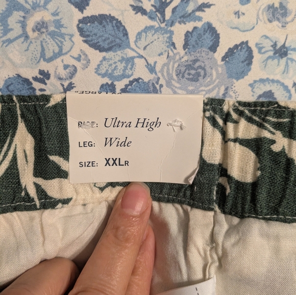 Abercrombie & Fitch Dark Green Floral Wide Leg Pants - Picture 5 of 8